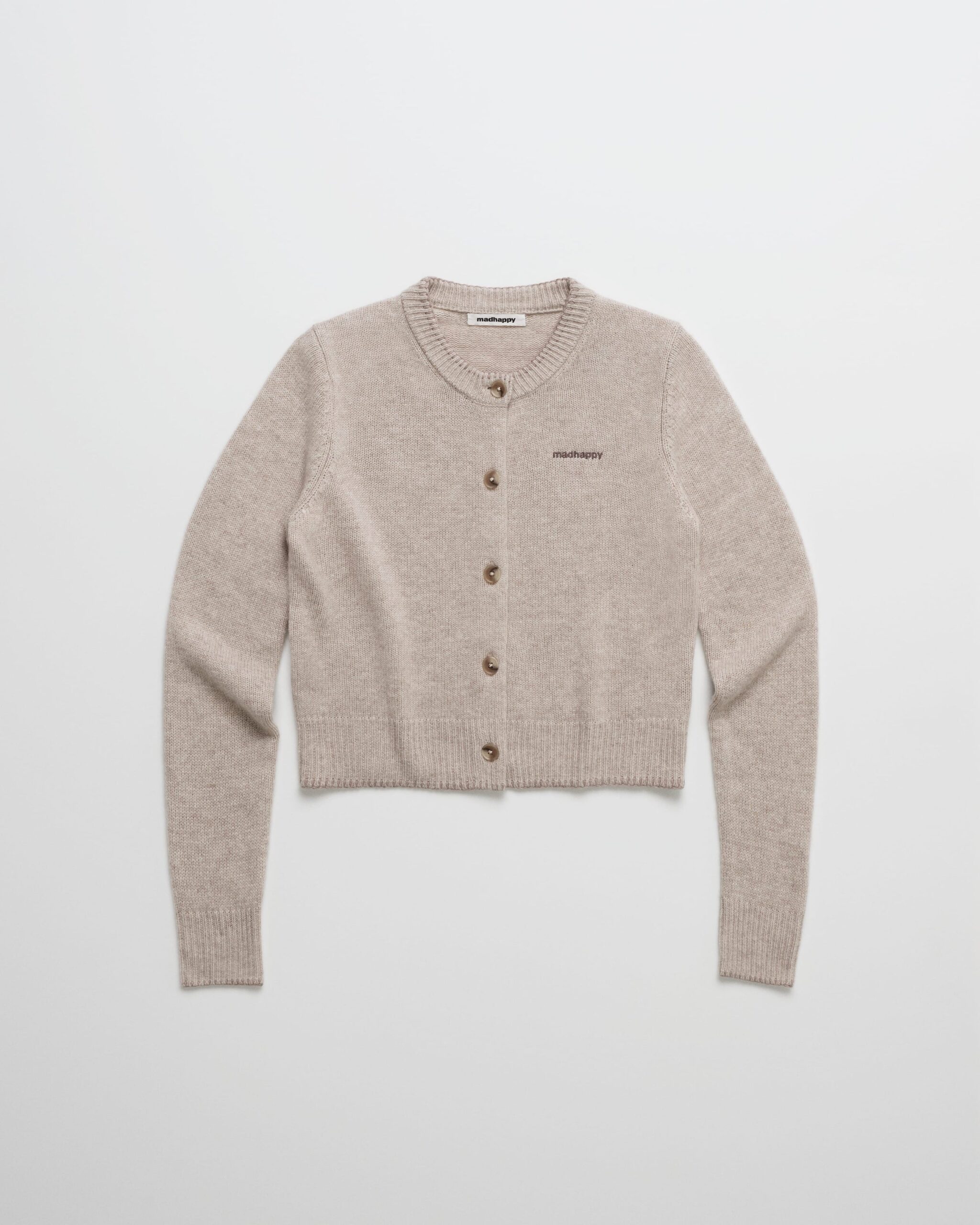 Madhappy-Fall-Classics-Crewneck-Cardigan-Flat-Heather-Beige-01 Classics Knit Crewneck Cardigan in Heather Beige
