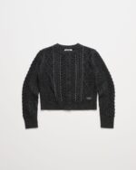 Cable Knit Cardigan In Charcoal