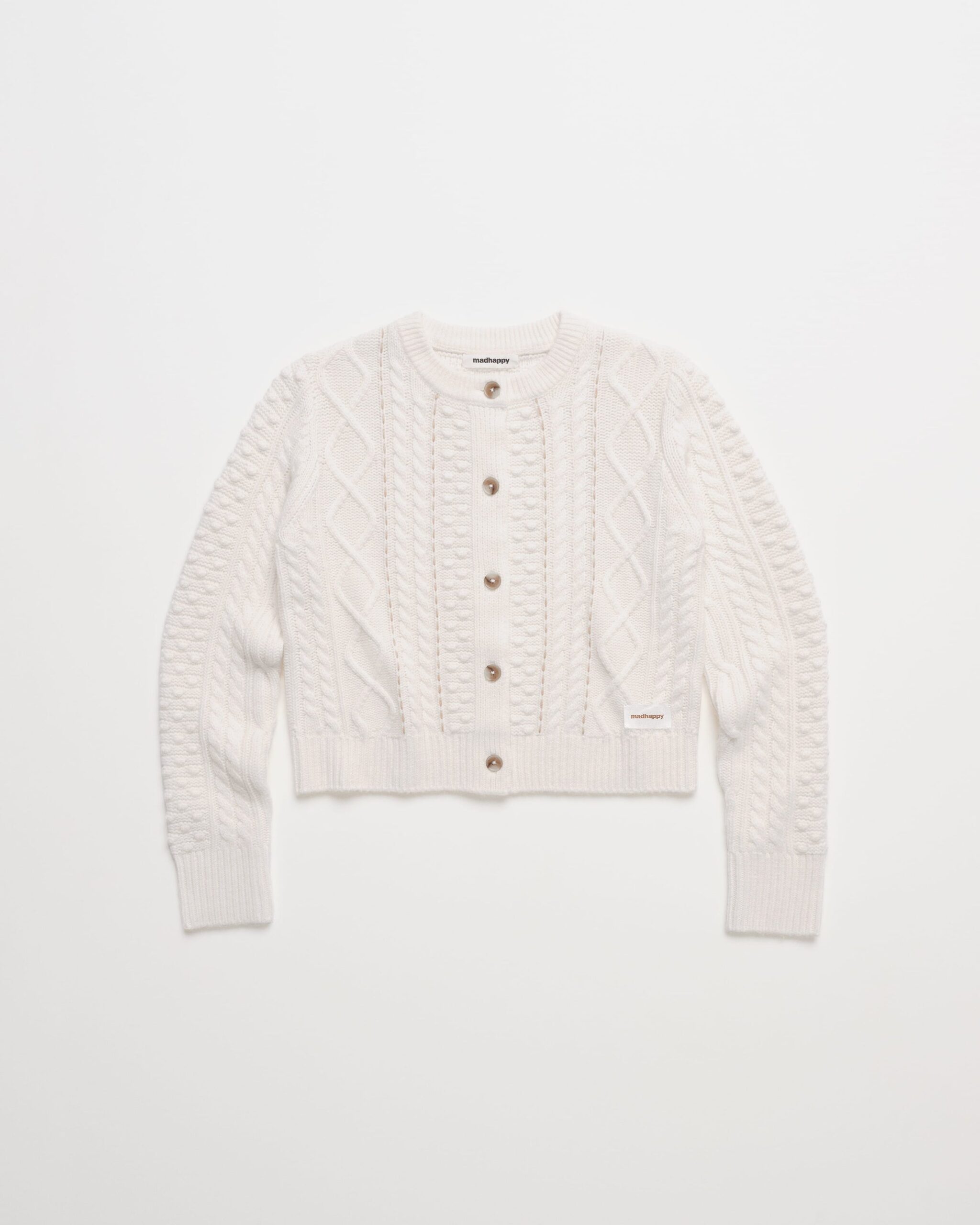 Madhappy-Winter-Classics-Cable-Knit-Cardigan-Flat-Vanilla-01 Cable Knit Cardigan