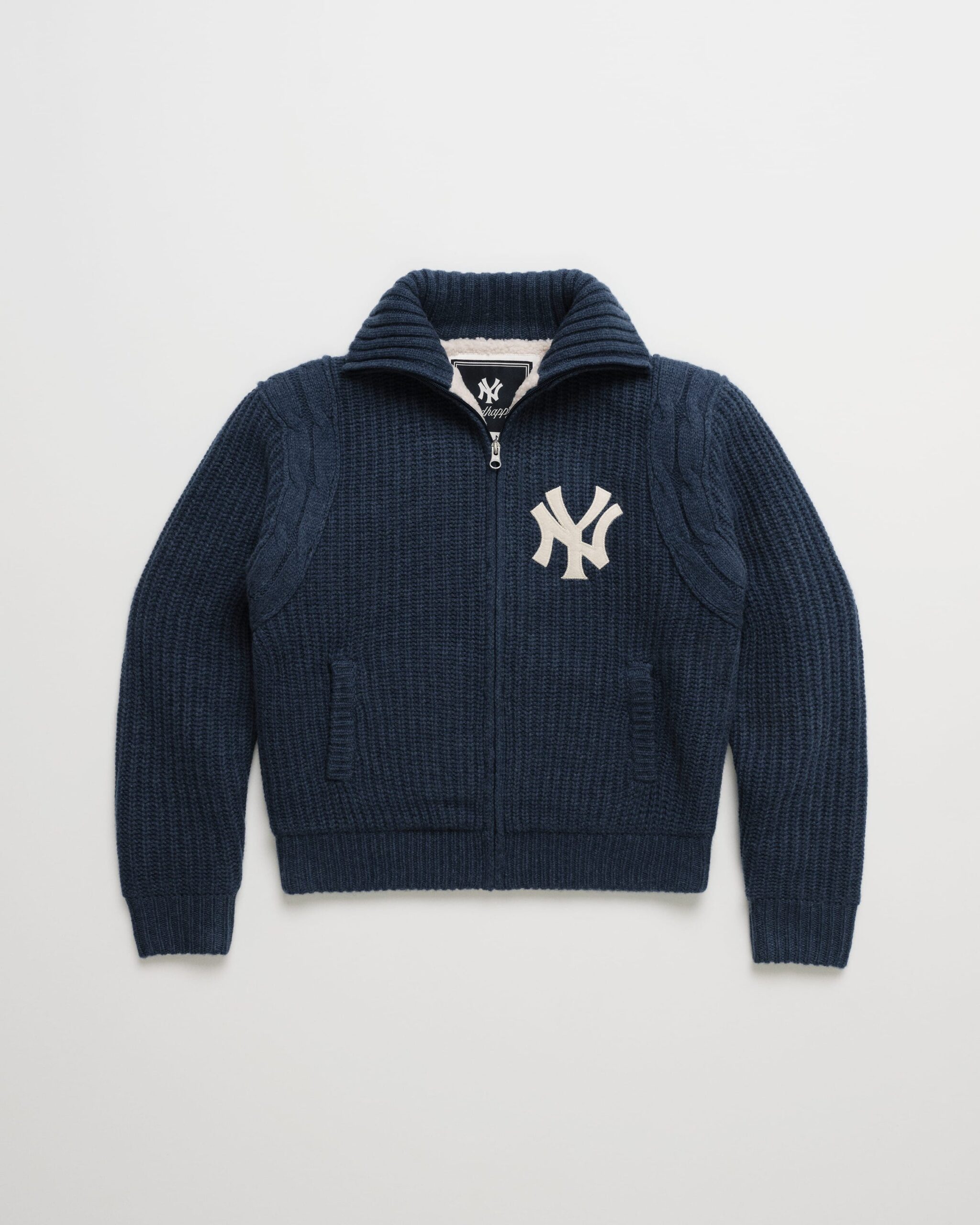 Madhappy-Yankees-Zip-Up-Sweater-Jacket-Flat-Navy-01 Yankees Knit Baseball Jacket