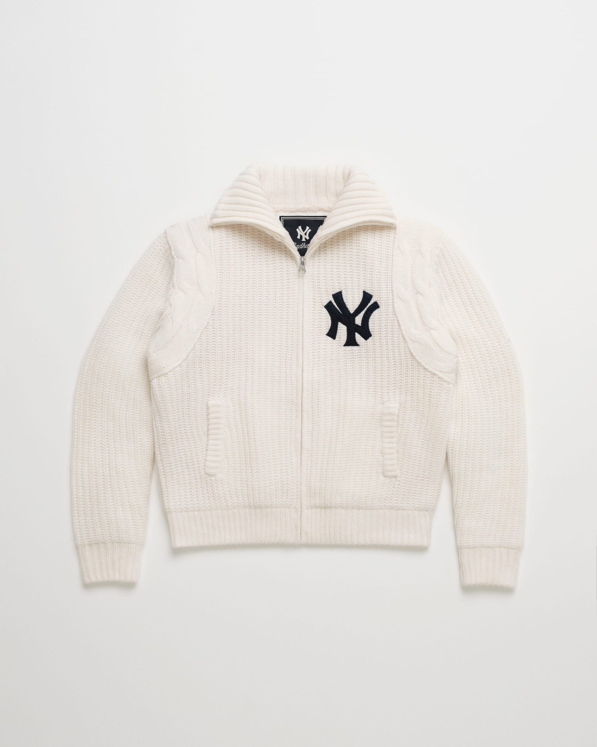 Madhappy-Yankees-Zip-Up-Sweater-Jacket-Flat-Vanilla-01 Yankees Knit Baseball Vanilla Jacket